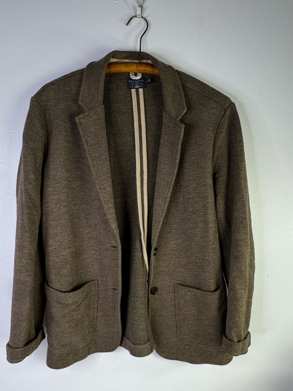 Faherty Inlet Knit Blazer - French Terry - Brown - Womens medium